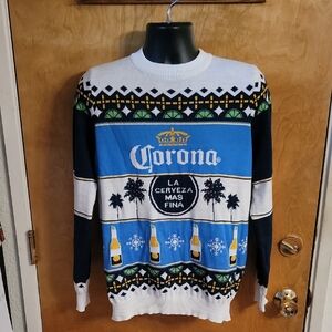 Corona Womens Knitted Sweater Blue White Size Long Sleeve Crew Neck Pullover Lrg